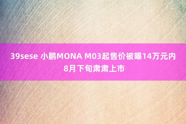 39sese 小鹏MONA M03起售价被曝14万元内 8月下旬肃肃上市